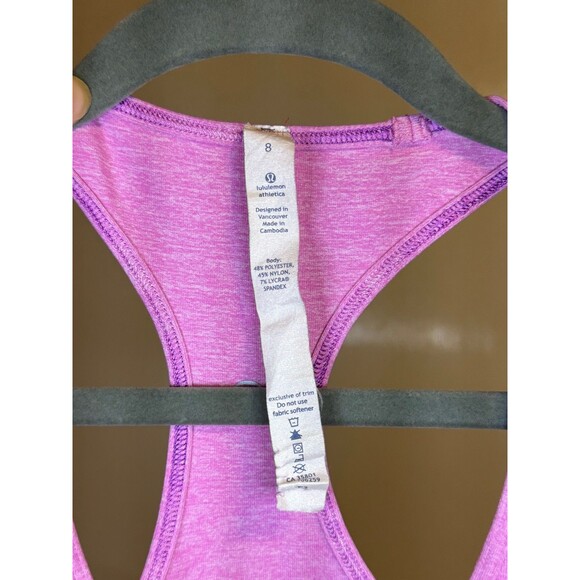 Lululemon Racerback Tank Top Heather Pink Size 6 No Size Tag - Picture 5 of 6